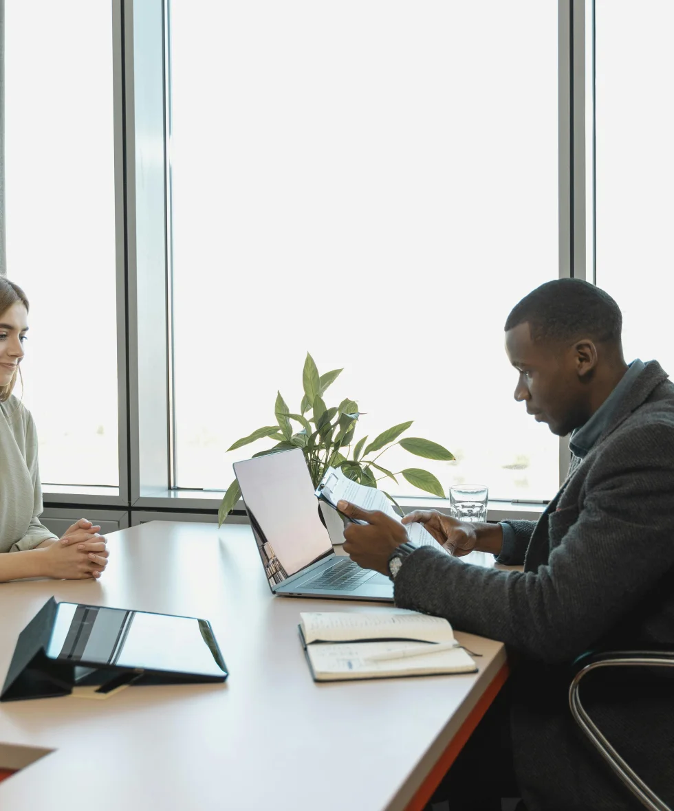 Candidate interview in a professional office setting